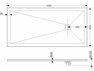 Душевой поддон Grossman Strong GR-S280100Q 100x80см графит
